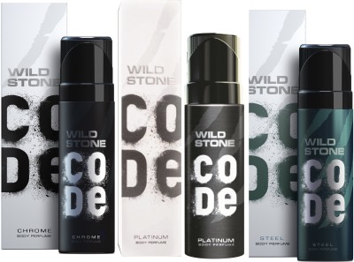 

Wild Stone Code Chrome, Platinum & Steel Combo Perfume Body Spray - For Men(360 ml, Pack of 3)