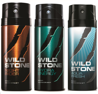 

Wild Stone Night Rider, Hydra Energy & Aqua Fresh Deo Combo Deodorant Spray - For Men(450 ml, Pack of 3)
