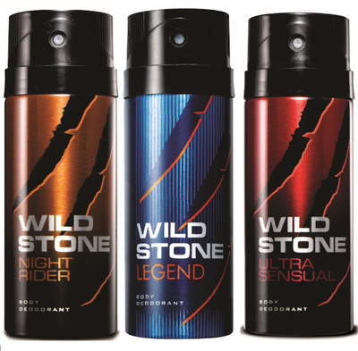 

Wild Stone Night Rider, Legend & Ultra Sensual Deo Combo Deodorant Spray - For Men(450 ml, Pack of 3)