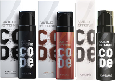 

Wild Stone Code Chrome, Copper & Platinum Combo Perfume Body Spray - For Men(360 ml, Pack of 3)