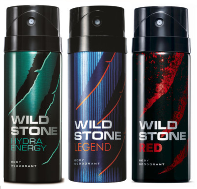 

Wild Stone Hydra Energy, Legend & Red Deo Combo Deodorant Spray - For Men(450 ml, Pack of 3)