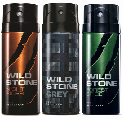 

Wild Stone Night Rider, Grey & Forest Spice Deo Combo Deodorant Spray - For Men(450 ml, Pack of 3)