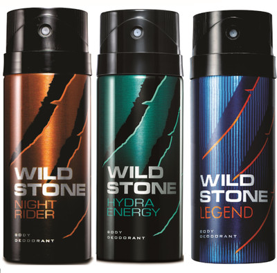 

Wild Stone Night Rider, Hydra Energy & Legend Deo Combo Deodorant Spray - For Men(450 ml, Pack of 3)