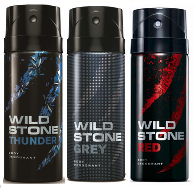 

Wild Stone Thunder, Grey & Red Deo Combo Deodorant Spray - For Men(450 ml, Pack of 3)