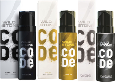 

Wild Stone Code Chrome, Gold & Platinum Combo Perfume Body Spray - For Men(360 ml, Pack of 3)