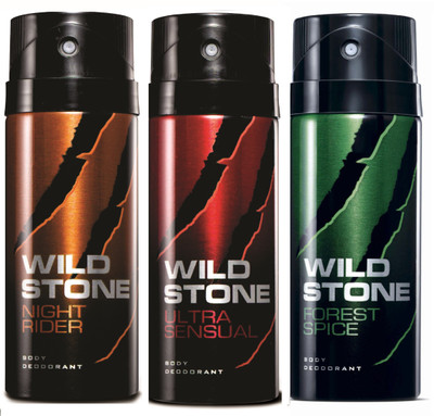 

Wild Stone Night Rider, Ultra Sensual & Forest Spice Deo Combo Deodorant Spray - For Men(450 ml, Pack of 3)