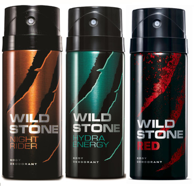

Wild Stone Night Rider, Hydra Energy & Red Deo Combo Deodorant Spray - For Men(450 ml, Pack of 3)