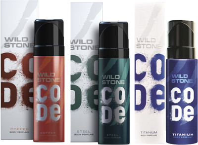 

Wild Stone Code Copper, Steel & Titanium Combo Perfume Body Spray - For Men(360 ml, Pack of 3)