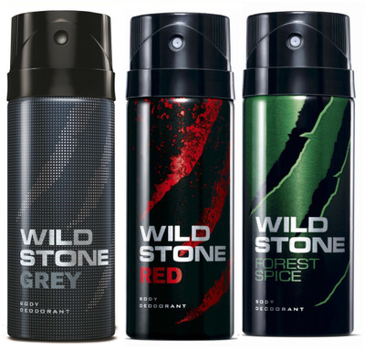 

Wild Stone Grey, Red & Forest Spice Deo Combo Deodorant Spray - For Men(450 ml, Pack of 3)