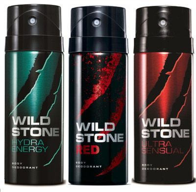 

Wild Stone Hydra Energy, Red & Ultra Sensual Deo Combo Deodorant Spray - For Men(450 ml, Pack of 3)