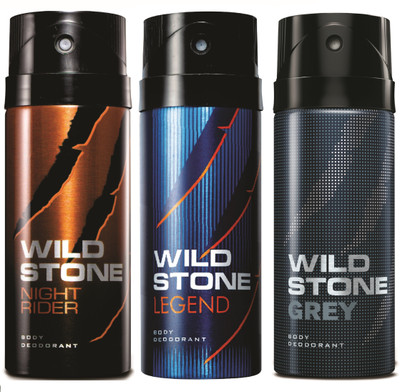 

Wild Stone Night Rider, Legend & Grey Deo Combo Deodorant Spray - For Men(450 ml, Pack of 3)