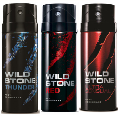 

Wild Stone Thunder, Red & Ultra Sensual Deo Combo Deodorant Spray - For Men(450 ml, Pack of 3)