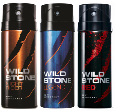 

Wild Stone Night Rider, Legend & Red Deo Combo Deodorant Spray - For Men(450 ml, Pack of 3)