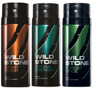 

Wild Stone Night Rider, Hydra Energy & Forest Spice Deo Combo Deodorant Spray - For Men(450 ml, Pack of 3)