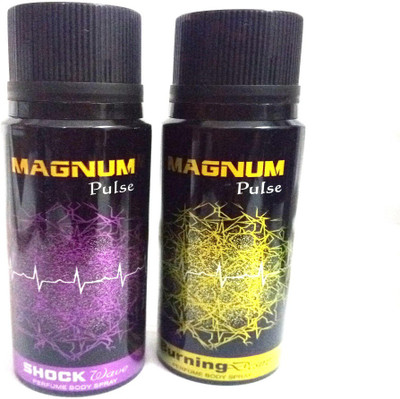 

MAGNUM PULSE SHOCK WAVE AND BURNING DESIRE Perfume Body Spray - For Men & Women(300 ml, Pack of 2)