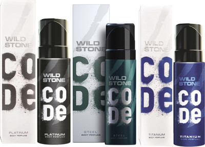 

Wild Stone Code Platinum, Steel & Titanium Combo Perfume Body Spray - For Men(360 ml, Pack of 3)