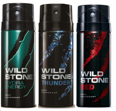

Wild Stone Hydra Energy, Thunder & Red Deo Combo Deodorant Spray - For Men(450 ml, Pack of 3)