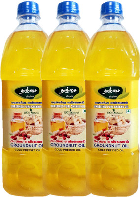 

THANJAI NATURAL PEANUT OIL COLD PRESSED 1 LITR X 3 OFFER Groundnut Oil Plastic Bottle(3 x 1000 ml)
