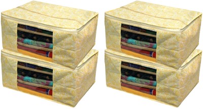 KUBER INDUSTRIES Designer Non Woven Saree Cover/Regular Cloth Bag/Wardrobe Organiser Set Of 4 Pcs (Gold Print) Code-GL20 GOLDPRINTSC20(Gold)