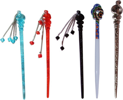 

GRAPE Combo of Multi Color Juda Sticks Bun Stick(Multicolor)
