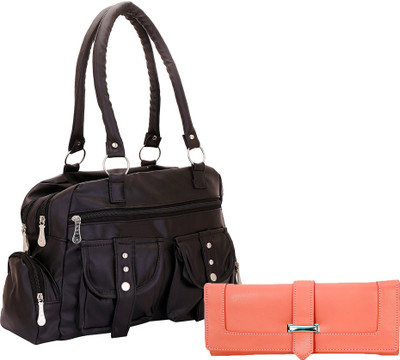 

Lady bar Shoulder Bag(Black, Pink)
