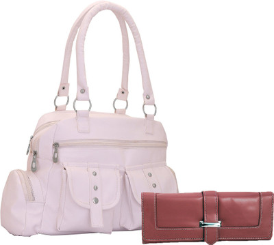 

Lady bar Shoulder Bag(White, Maroon), Maroon;white
