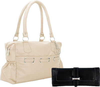 

Lady bar Shoulder Bag(Beige, Black)