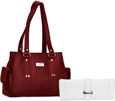 

Lady bar Shoulder Bag(Maroon, White)