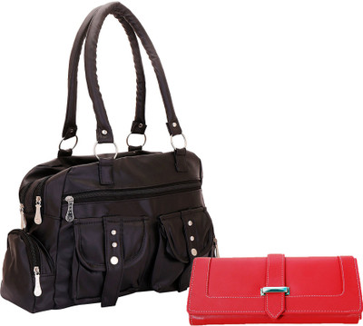 

Lady bar Shoulder Bag(Black, Red)