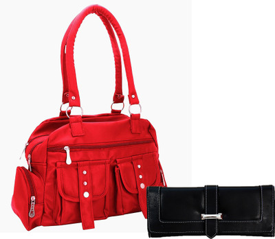 Lady bar Shoulder Bag(Red, Black), Black;red