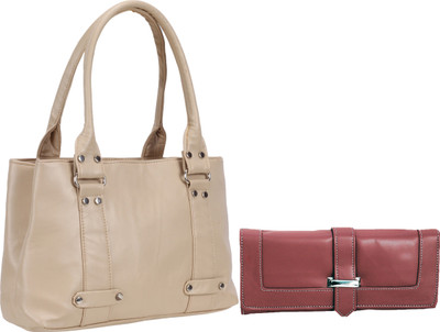 

Lady bar Shoulder Bag(Red, Beige), Beige;red