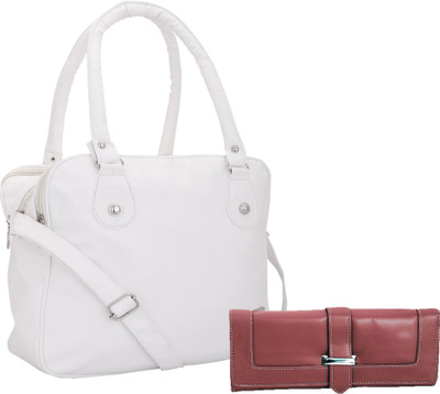 

Lady bar Shoulder Bag(White, Maroon), Maroon;white