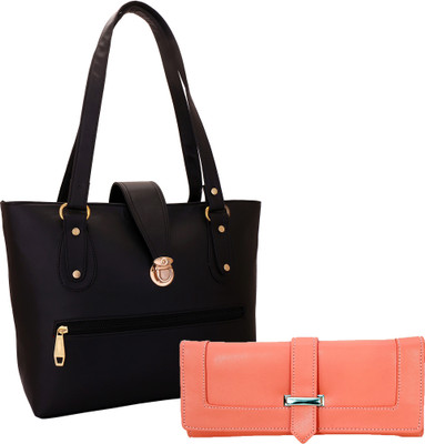 

Lady bar Shoulder Bag(Black, Pink)