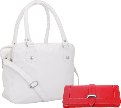 

Lady bar Shoulder Bag(White, Red), Red;white