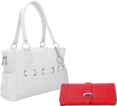 

Lady bar Shoulder Bag(White, Red), Red;white