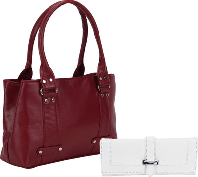 

Lady bar Shoulder Bag(Maroon, White)
