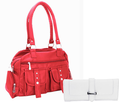 

Lady bar Shoulder Bag(Pink, White)