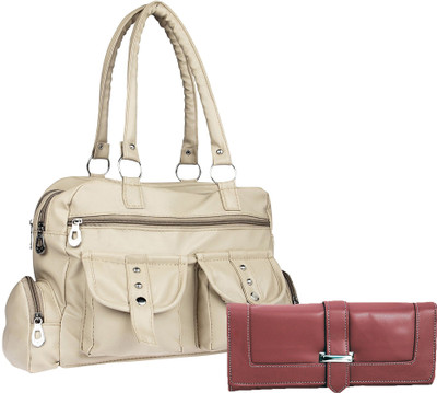 

Lady bar Shoulder Bag(Beige, Maroon)