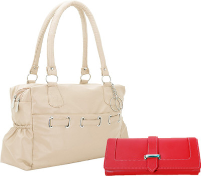 

Lady bar Shoulder Bag(Beige, Red)