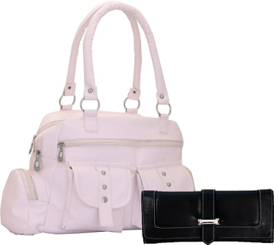 Lady bar Shoulder Bag(White, Black), Black;white