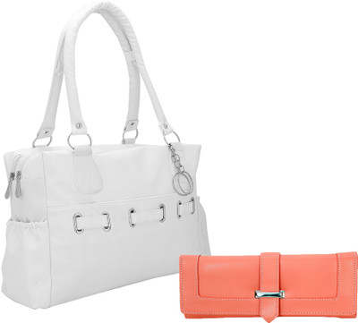 

Lady bar Shoulder Bag(White, Pink), Pink;white