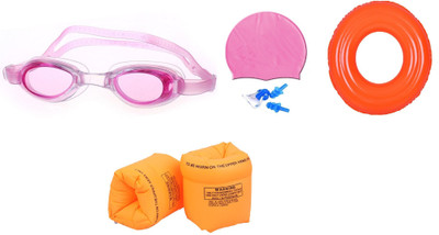 

Venom MULTICOLOR GOGGLES, CAP WITH EAR, NOSE PLUG, 50 CENTIMER TUBE & ARM FLOTS Swimming Kit