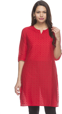 43 OFF on FBB Srishti Women Embroidered A line Kurta Red on