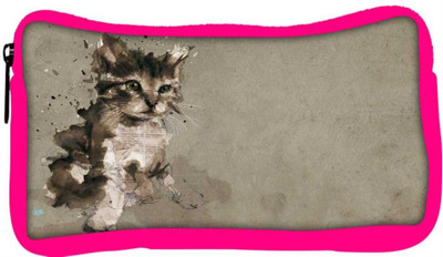 

Snoogg Eco Friendly Canvas Abstract Cat Designer Student Pen Pencil Case Coin Purse Pouch Cosmetic Makeup Bag (PINK) Pouch(Multicolor)