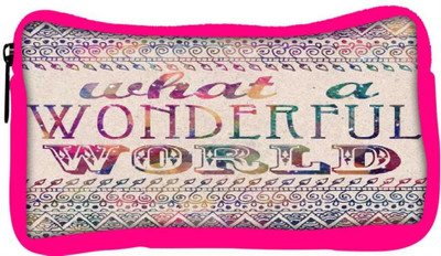 

Snoogg Eco Friendly Canvas What A Wonderful World Student Pen Pencil Case Coin Purse Pouch Cosmetic Makeup Bag (PINK) Pouch(Multicolor)