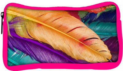 

Snoogg Eco Friendly Canvas Feathers Colourful Student Pen Pencil Case Coin Purse Pouch Cosmetic Makeup Bag (PINK) Pouch(Multicolor)