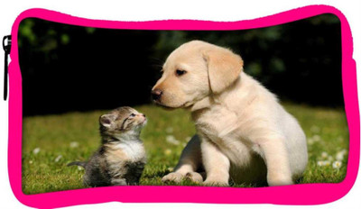 

Snoogg Eco Friendly Canvas Puppy And Kitty Designer Student Pen Pencil Case Coin Purse Pouch Cosmetic Makeup Bag (PINK) Pouch(Multicolor)
