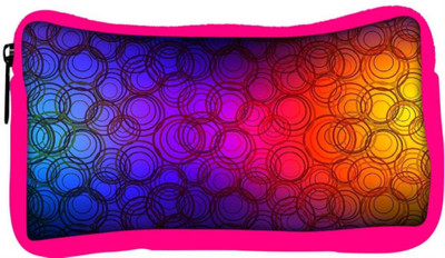 

Snoogg Eco Friendly Canvas Colourful Rings Designer Student Pen Pencil Case Coin Purse Pouch Cosmetic Makeup Bag (PINK) Pouch(Multicolor)