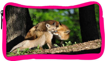 

Snoogg Eco Friendly Canvas Parental Fox Designer Student Pen Pencil Case Coin Purse Pouch Cosmetic Makeup Bag (PINK) Pouch(Multicolor)