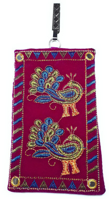 

Unique Fashion Ethnic Pink Velvet Embroidered Mirror Design Raw Silk Saree Clutch / Mobile Pouch With Waist Clip For Women Mobile Pouch(Pink)